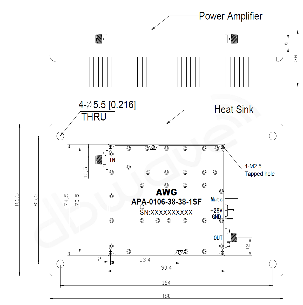 Mechanical Outline for APA-0106-38-38-1SF